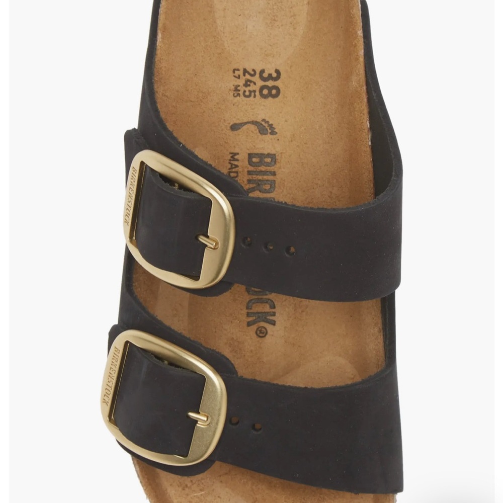 Birkenstock Arizona big buckle nubuck soft footbed 38 narrow Black Sandals - Picture 10 of 10